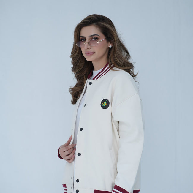 Tehreek Varsity Jacket (Off- White)