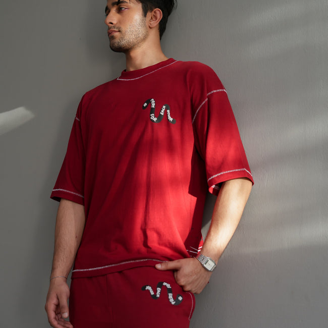 Chain Stitch Cord Set – Maroon