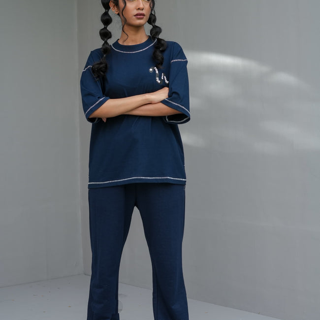 Chain Stitch Cord Set – Navy Blue