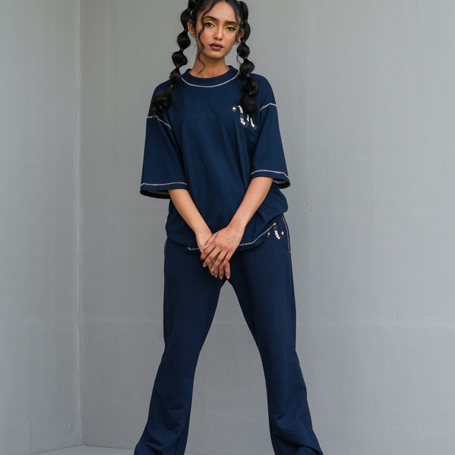 Chain Stitch Cord Set – Navy Blue