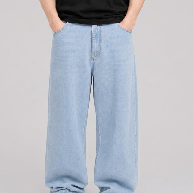 Classic Light Wash Baggy Denim Jeans