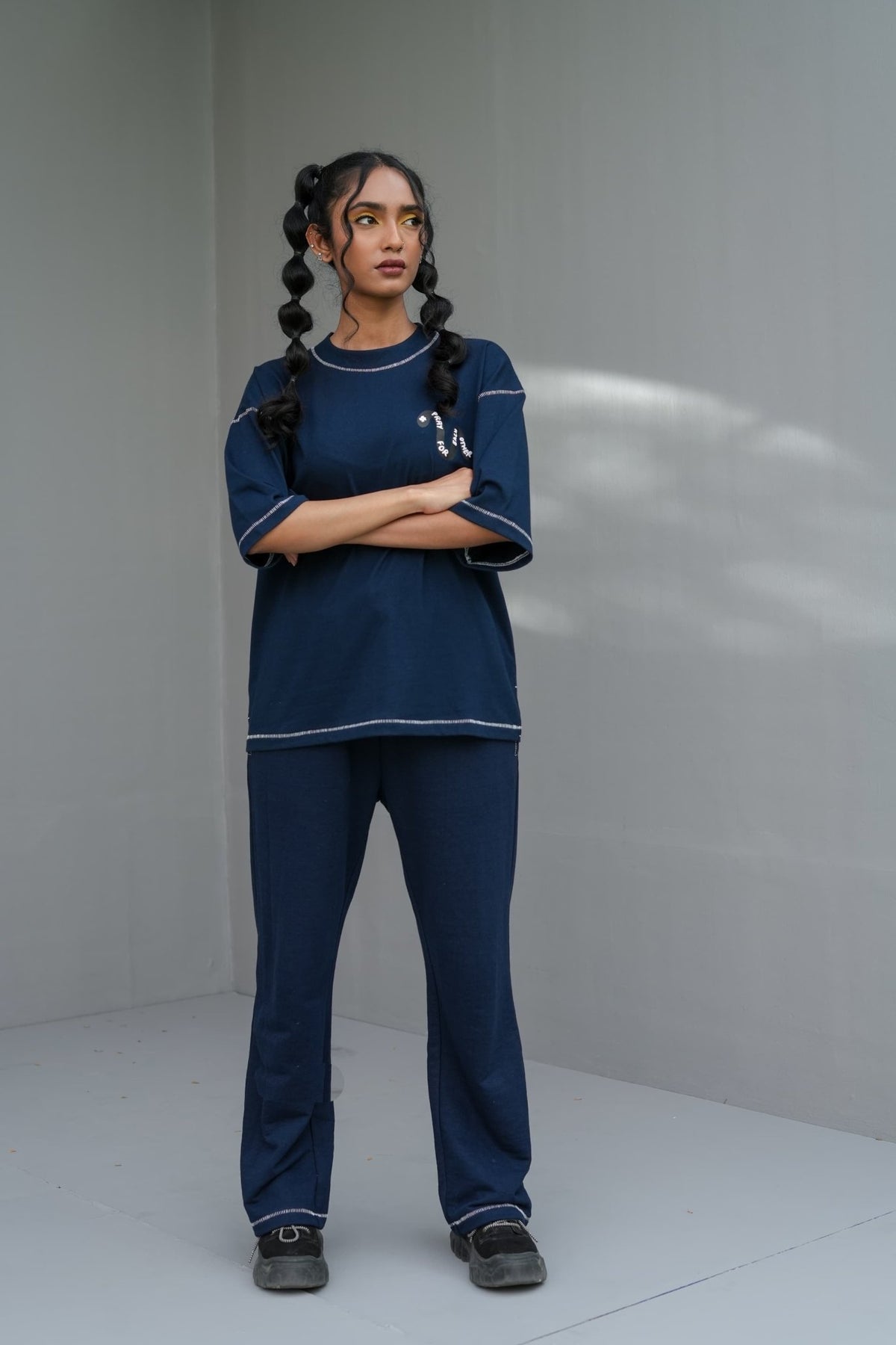 Chain Stitch Cord Set – Navy Blue