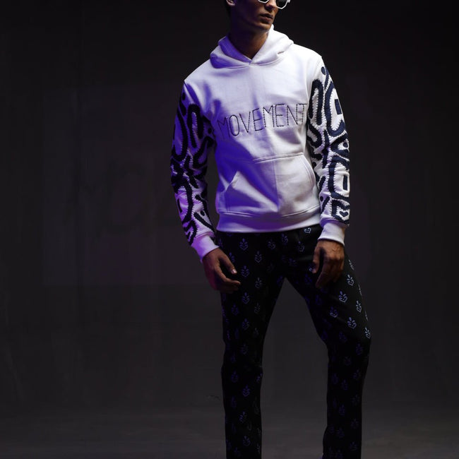 H-01: Denim Sleeves Appliqe Hoodie - Movement Store