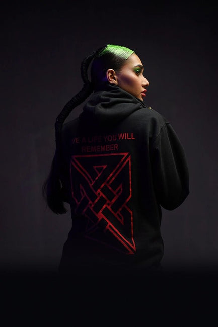 H-02: Ribbed Red Patch Hoodie - Movement Store