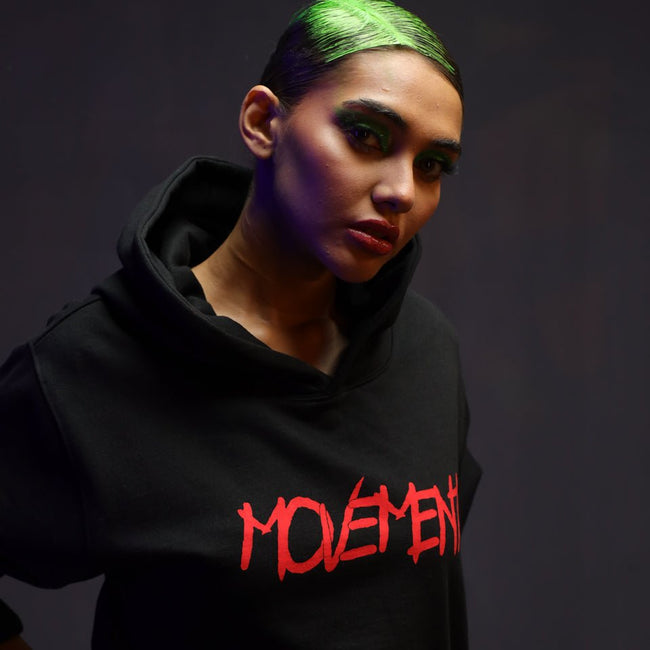 H-02: Ribbed Red Patch Hoodie - Movement Store