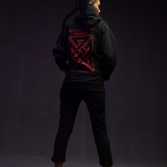 H-02: Ribbed Red Patch Hoodie - Movement Store