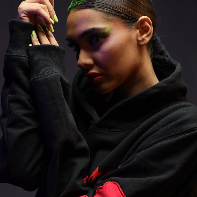 H-02: Ribbed Red Patch Hoodie - Movement Store