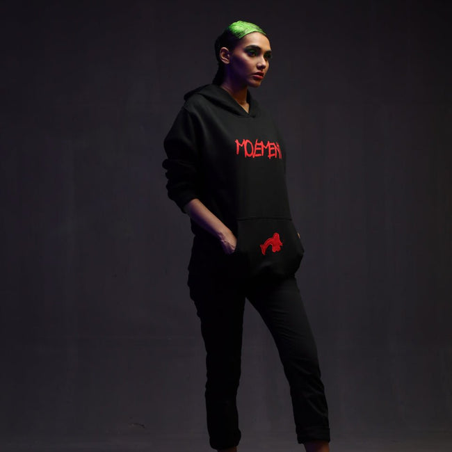 H-02: Ribbed Red Patch Hoodie - Movement Store