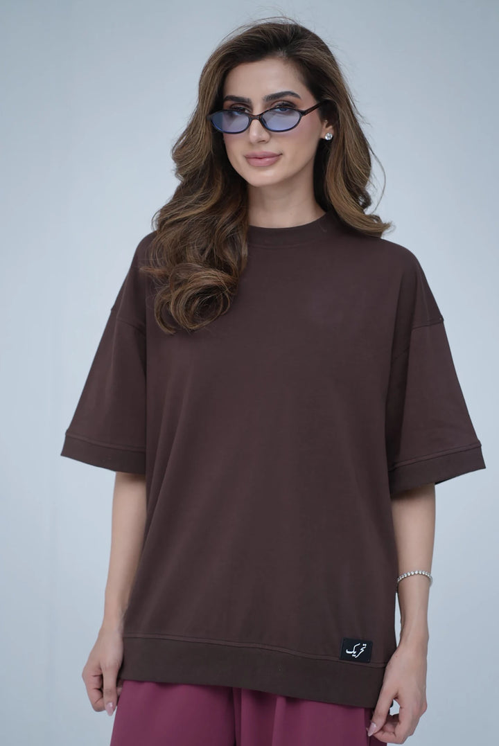 Tehreek — Classic Oversized Tee (Brown) - Movement Store