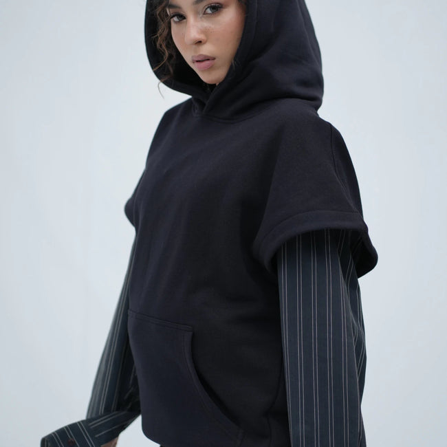Tehreek — Sleeveless Hoodie (Black) - Movement Store