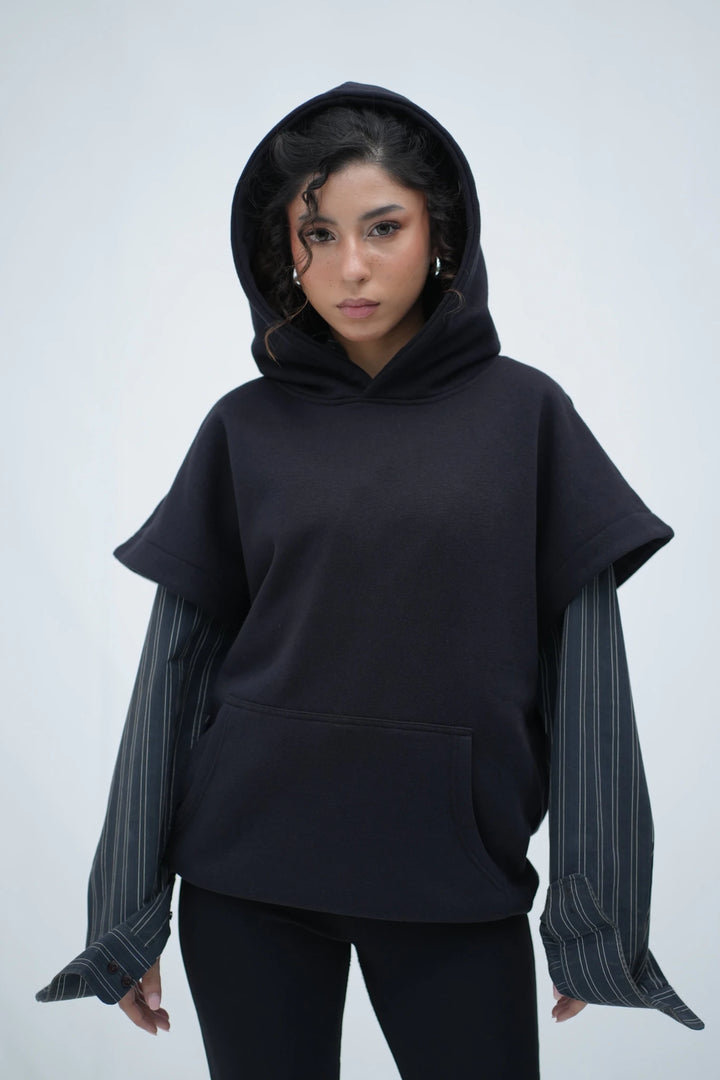 Tehreek — Sleeveless Hoodie (Black) - Movement Store