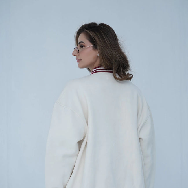 Tehreek Varsity Jacket (Off- White) - Movement Store
